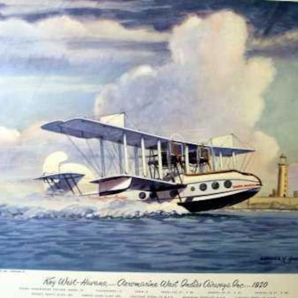1920 West Indies Airways Aeromarine Cruiser Model 75 Sea  Water Sea Plane