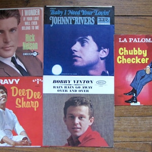 1960s 45 rpm Record Sleeves: Ricky Nelson, Chubby Checker, Lot of 5