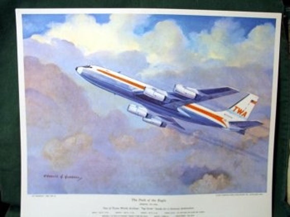 60s Vintage TWA Trans World Airlines Boeing 707 320 - Etsy