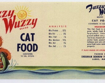 1940s Kitty Cat Fuzzy Whiskers Pet Best Friend Vintage Label