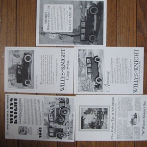 1920s  Willys Knight Antique Auto Cars Automobile Ads Toledo Ohio Lot