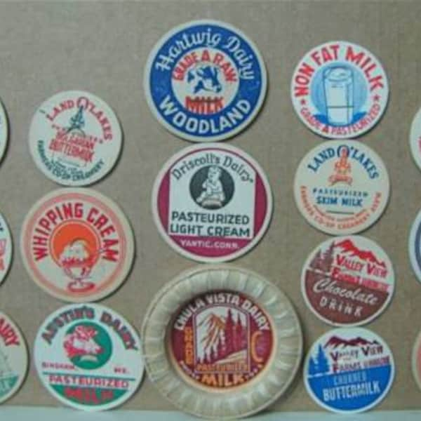 1940s 50s Milk Cap Lot Milkman Dairy All Picture Old Time Bottle Caps