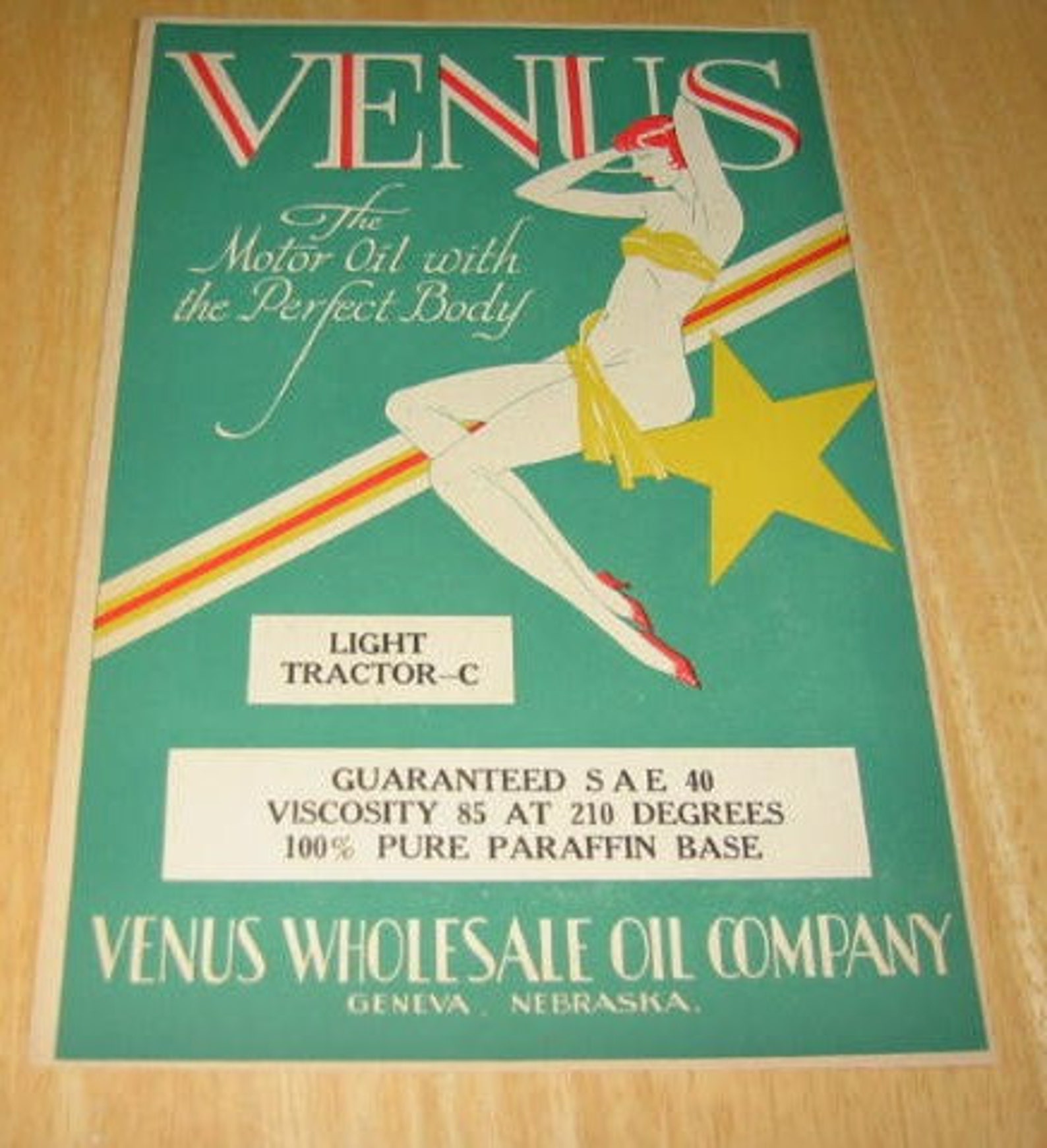 1929 Venus Pinup Gal Gams Legs Oil Can Label Geneva Nebraska Ad Art - Etsy