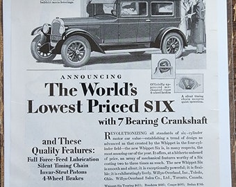 1927 Whippet Antique Car Auto Ad Original