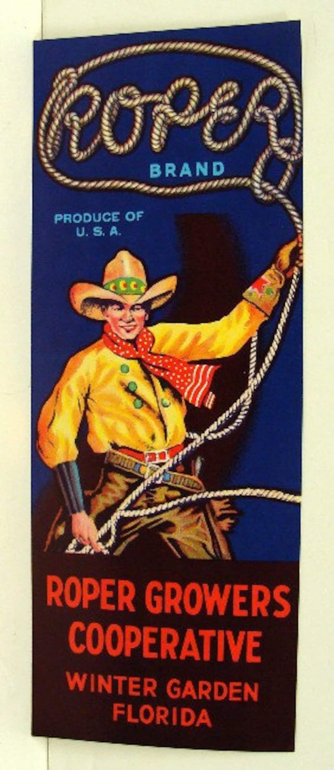 1950s Florida Cowboy Roper Lasso Vintage Crate Label Chaps - Etsy