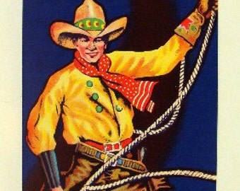 1950s Florida Cowboy Roper Lasso Vintage Crate Label Chaps