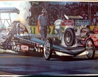 1975 NHRA Cha Cha Muldowney Don Garlits Hot Rods Vintage Racing Print