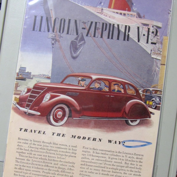 1942 Lincoln Zephyr V12 Sedan Original Auto Classic Car Ad