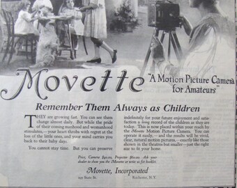 1919 Movette Antique Camera Movie Photography Rochester NY Full Page SEPAd