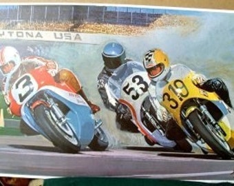 1975 Daytona 200 Speedway Motorcycle Race AMA Gene Romero