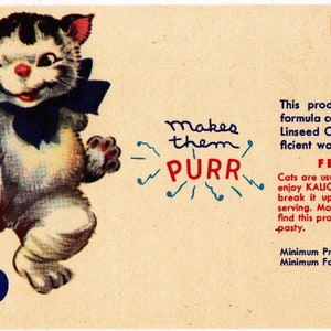 1950s  vintage kalico kat calico cat food can label kitty