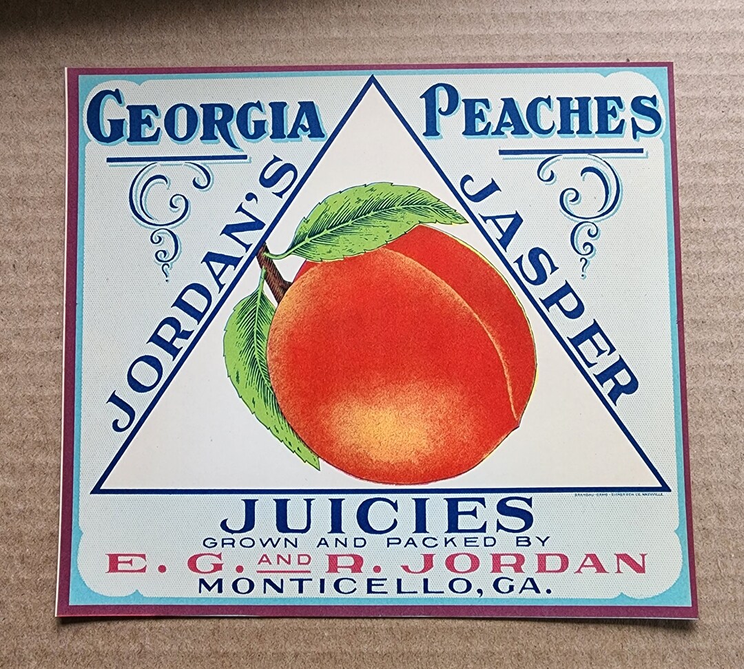 1920s Peaches Jordan Jasper Juicies Monticello GA Crate Label