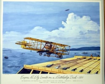 1911 Eugene B Ely Biplane Battleship Landing On USS Pennsy San Francisco Bay