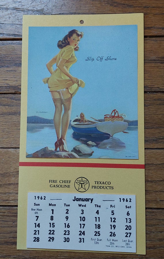 1962 Birthday Girlie Pinup Calendar Gil Elvgren Nylons Gams - Etsy
