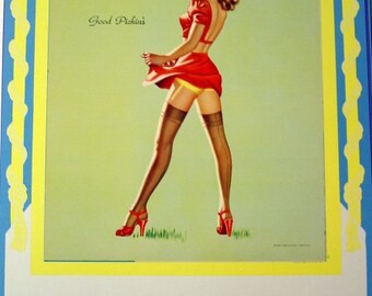 1948 Elvgren Gams Thigh High Nylons Pinup Calendar Girlie Boomer Gift