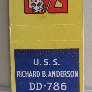 USS Richard B Anderson  DD-786  Navy Ship Matchcover