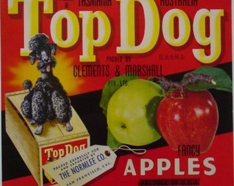 1940s Black Poodle Best Friend Dog Pet Pets Vintage Label