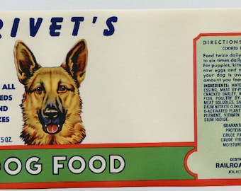 廃盤　新品タグ付き　 Medium Skiffles Dog Original Vintage Tin Can Label 1960s Rivet's Dog Food German