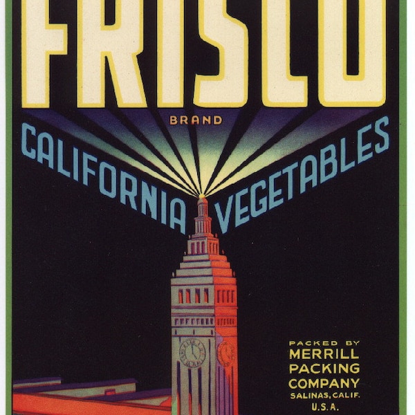 1940s Frisco San Fran Francisco Old Ferry Building Original Crate Label