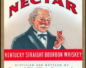 1940s Rare Kentucky Nectar Whiskey Label Original General Distillers