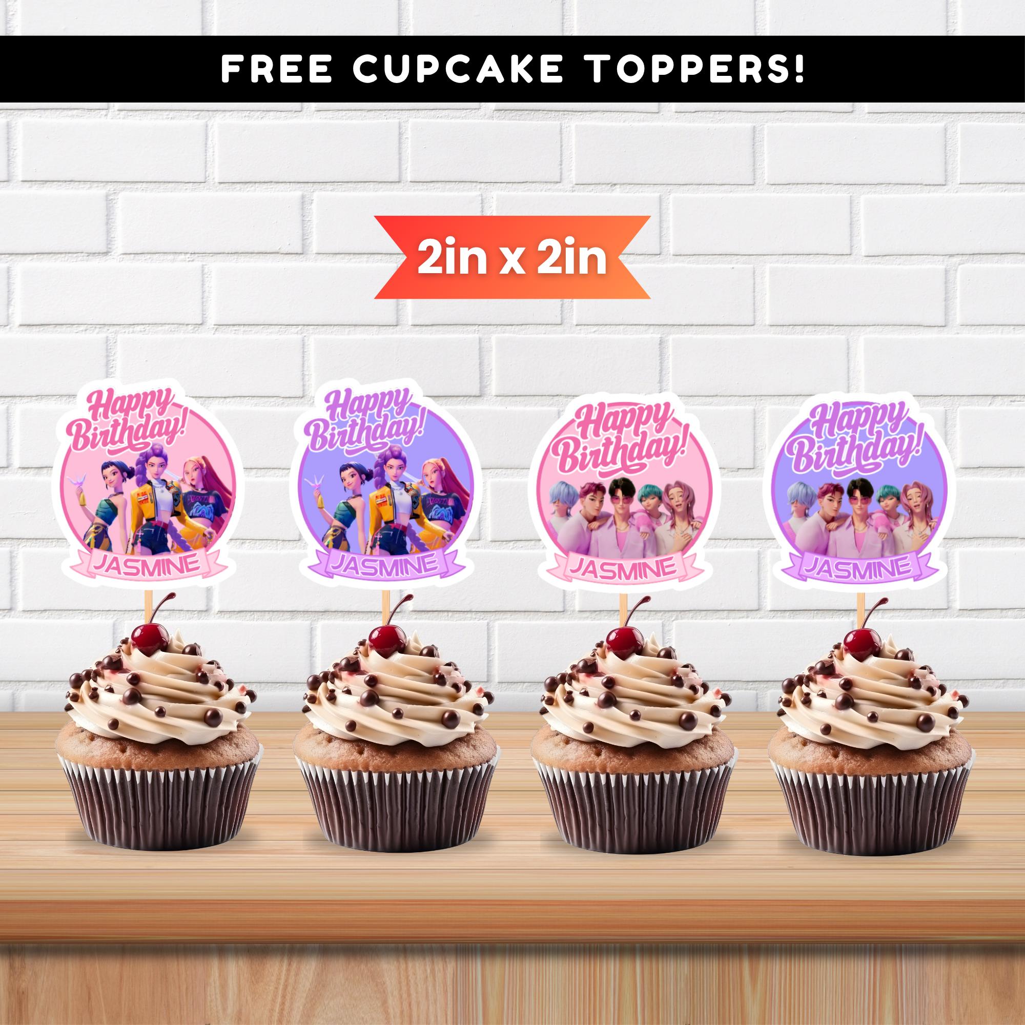 Kit Decorazione Compleanno Huntrix - 45 Pezzi, Per Cupcake, Feste E Addobbi Per Bambini, Colori Assortiti