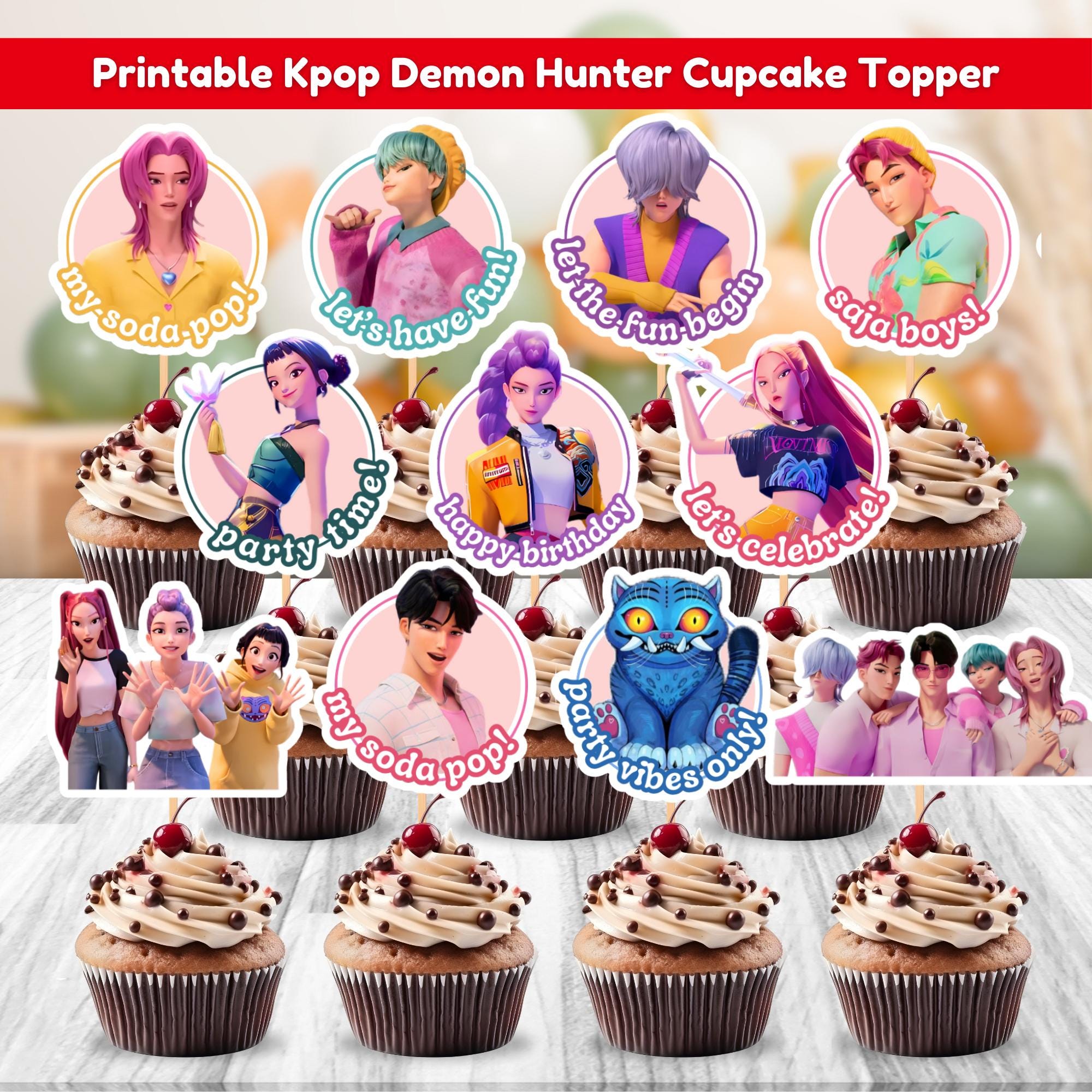 KPOP DE-MON Hunters Geburtstag Dekoration H-Huntrix Produktbild-Vorschau 5