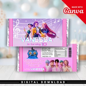 Kpop Demon Hunters Chocolate Bar Wrapper, Kpop Candy Bar Label Template, Kpop Party Favors, Anime Party Supply Demon Hunters, Kpop Huntrix