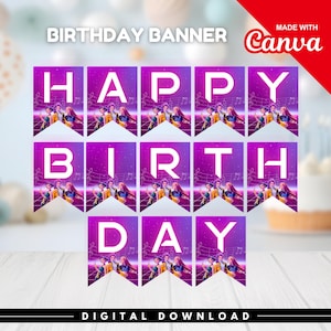 Kpop Demon Hunter Bunting Banner, Kpop Birthday Party Banner, Printable Party Decoration, Kpop Anime Party Sign, Huntrix Saja Boys, Canva