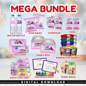 Kpop Demon Hunters Mega Party Bundle: Demon Hunters Printable Set, Saja Boys Huntrix Ramen Label, Soda Pop Label, Dr Han Tonic, Party Bag