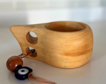 Nordic Kuksa Wood Cup – Handcrafted Outdoor Coffee Mug for Hikers