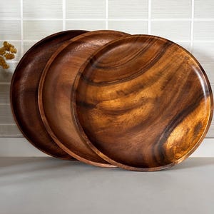 Handmade Acacia Wood Plate | Rustic Wooden Dinner Plate | 100% Natural Serving Dish
