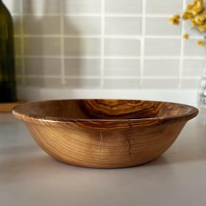 Handmade Olive Wood Plate Bowl for Serving Salads Snacks, Rustic Wooden Kitchenware, Natural Eco Friendly Home Decor and Gift