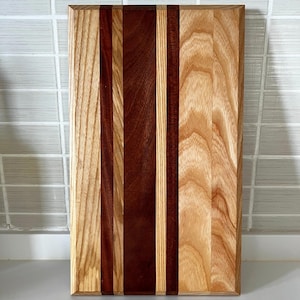 Handmade Hardwood Cutting Board: Ash, Walnut & Maple - Charcuterie Serving Board