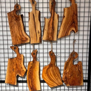 Handmade Olive Wood Charcuterie Board with Handle - Rustic Kitchen Decor