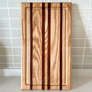 Handmade Hardwood Cutting Board: Ash, Walnut & Maple - Charcuterie Serving Board