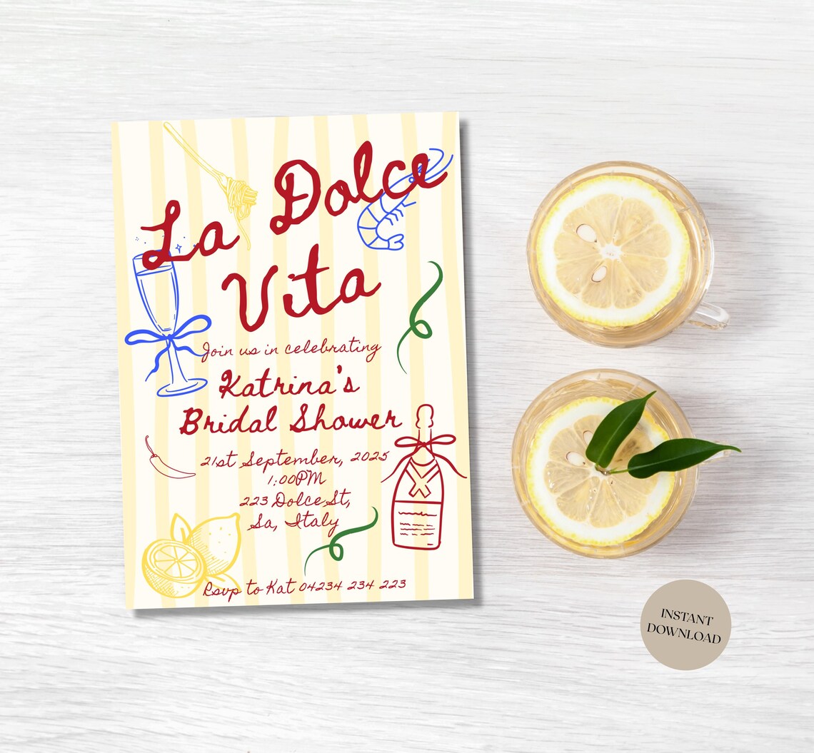 La Dolce Vita Bridal Shower Template, Birthday Invite, Bachelorette ...