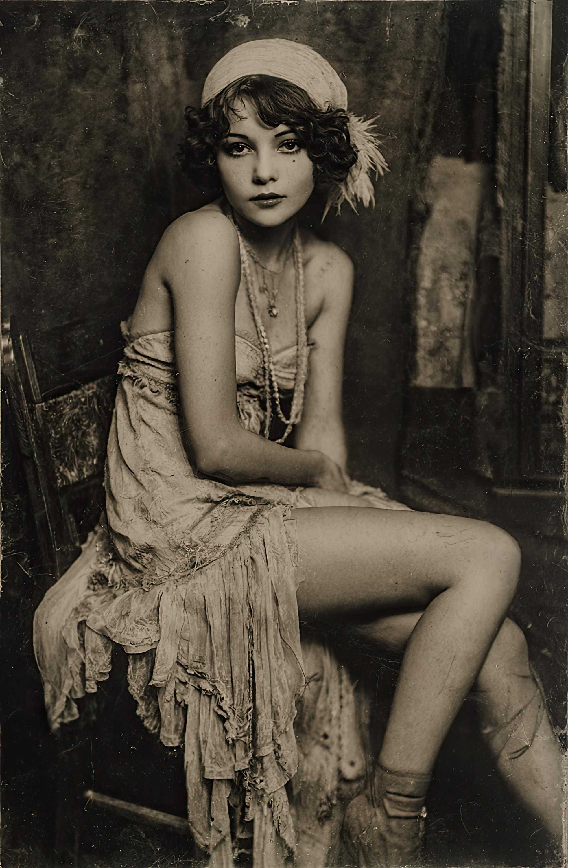 1920s Flapper Girl Sepia Portrait - Roaring Twenties Art Deco Poster ...