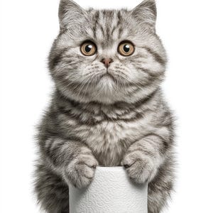 Cute Kitten Bathroom Art - Funny Toilet Paper Cat Print - Digital Download Wall Decor - Whimsical Animal Printable for Restroom