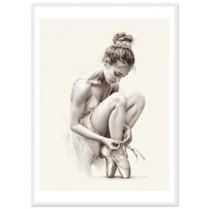 Ballerina Sketch Art gerahmtes Poster - Elegant wie Bleistiftzeichnung für Tanzliebhaber