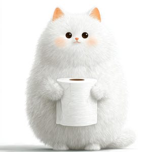 Cute Kitten Bathroom Art - Funny Toilet Paper Cat Print - Digital Download Wall Decor - Whimsical Animal Printable for Restroom