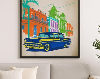 Vintage Havana Travel Poster: Retro Cuba Art Print (Digital Download