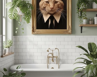 Cat in Suit Art Print | Funny Tuxedo Cat Portrait (Digital Download)