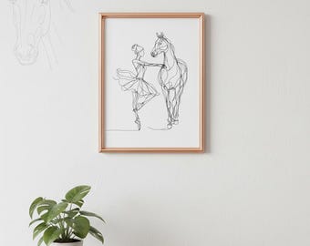 馬術アート - 8インチ×10インチのオリジナルイラストプリント