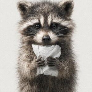 Funny Toilet Wall Print - Animal Humor Digital Download - Adorable Restroom Printable Decor - Cute Raccoon Bathroom Art
