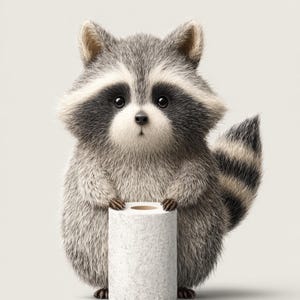 Cute Raccoon Bathroom Art - Funny Toilet Wall Print - Animal Humor Digital Download - Adorable Restroom Printable Decor