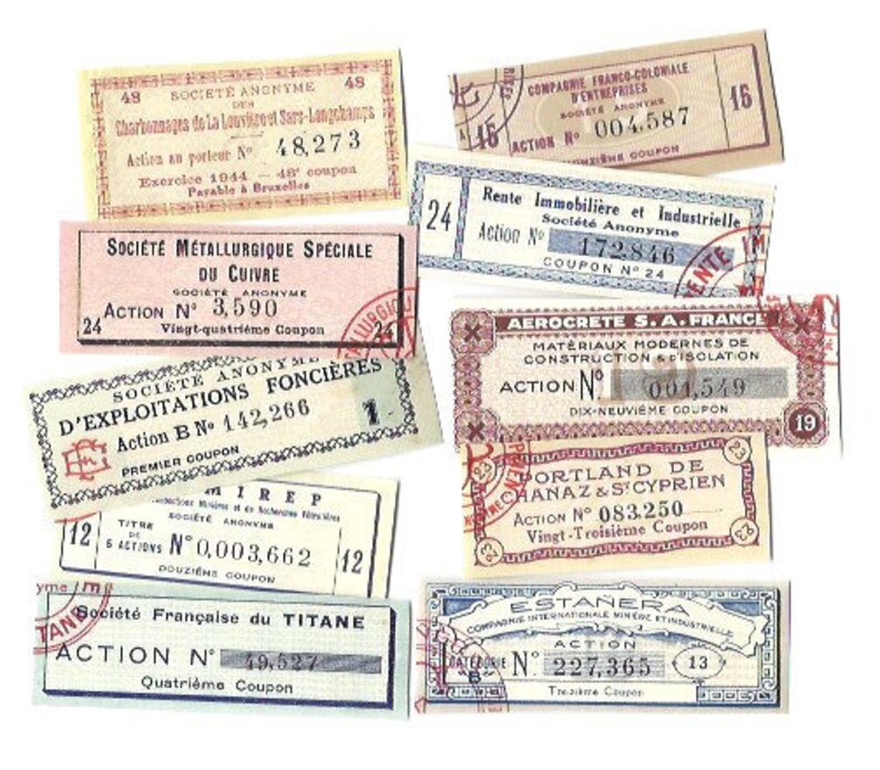 10 Antique TICKETS from French Bonds 1920s Original Paper Etsy