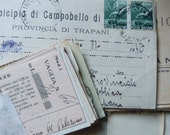 Selección de documentos antiguos procedentes de Italia - cartas, sobres, notas, tarjetas, recibos