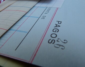 10 Vintage LEDGER PAPER - Ephemera pack - Antique ledger sheets from Spain, used and blank