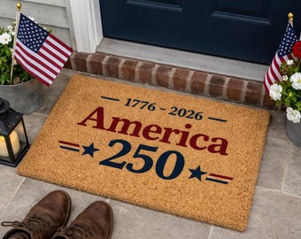 America 250th Anniversary Doormat, Patriotic USA Front Porch Rug