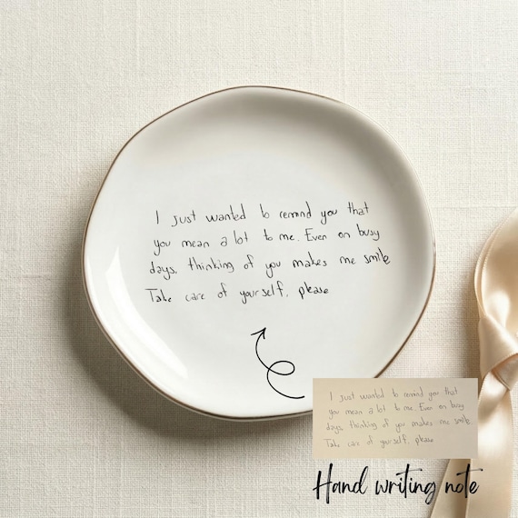 Personalized Actual Handwriting Birthday Gifts Ring Dish - Remember Family Memorial Gift for Mom